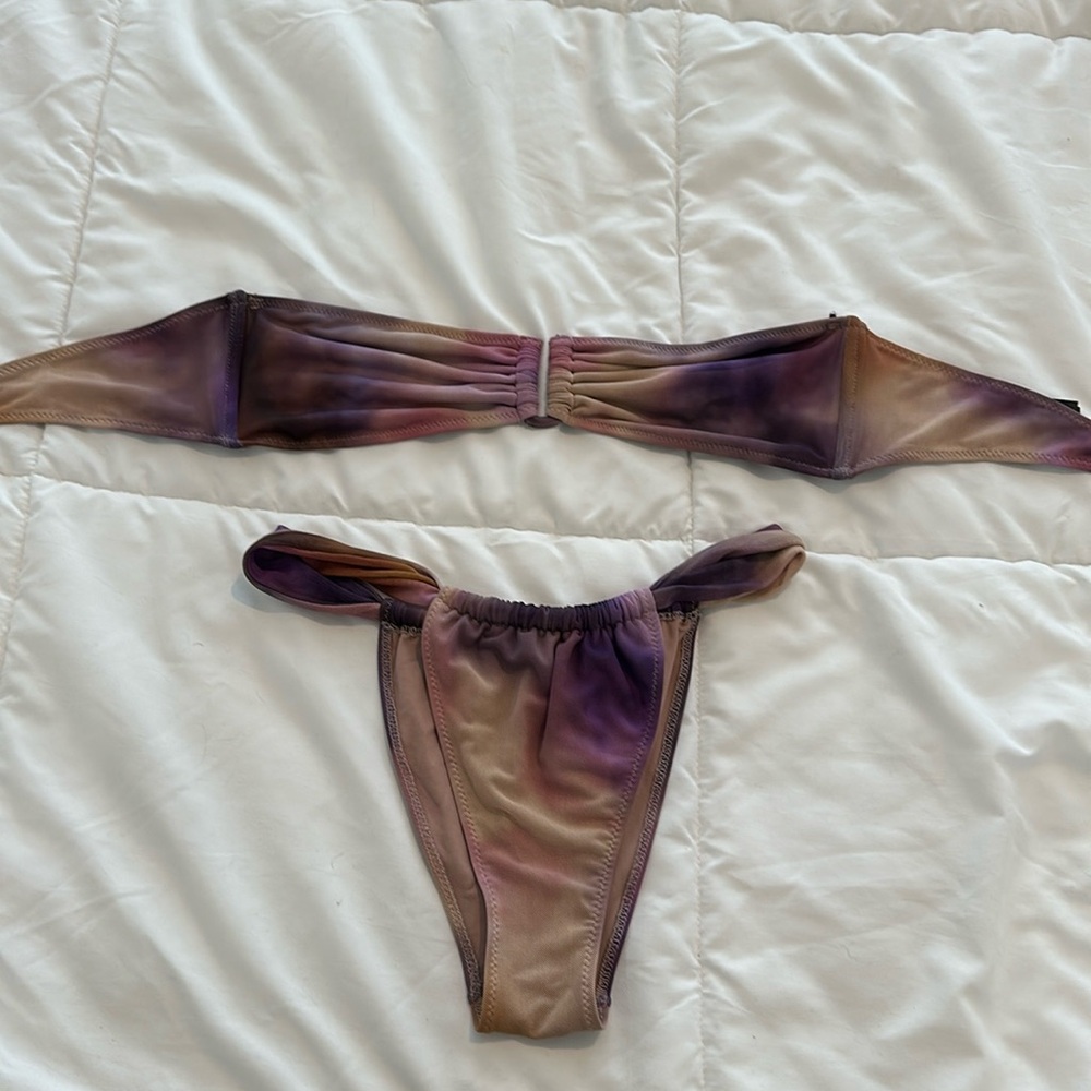 Zara tulle bikini set, tie dye, printed tulle set, top medium, bottom small